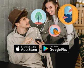 A user showcasing the bgood app with various achievements popping out of the screen.