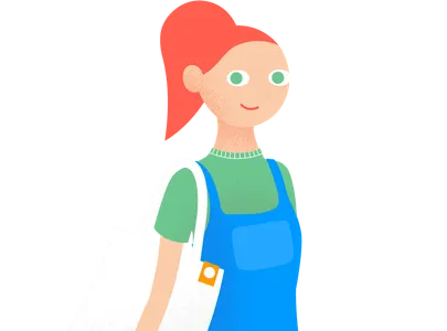 An avatar of a person holding a goodbag while shopping